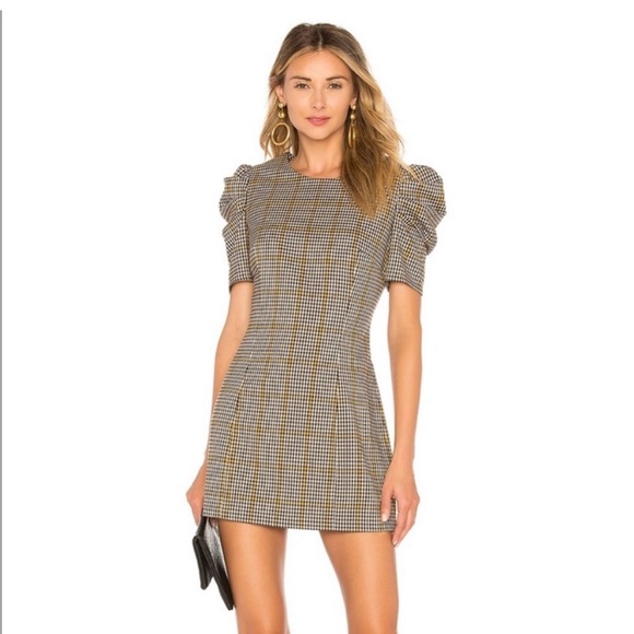 NEW Amanda Uprichard Westwick Checkered Puff Sleeve Plaid Mini Dress Large - Picture 3 of 17